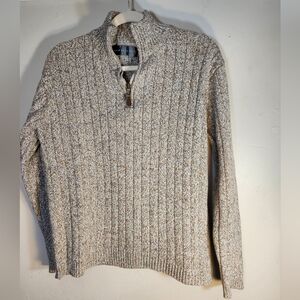 Oscar De La Renta  Beige Sweater with Half-Zip Mock Neck Sz XL